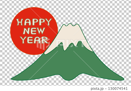 New Year's materials: Mt. Fuji and rising sun illustrations and HAPPY NEW YEAR 130074541