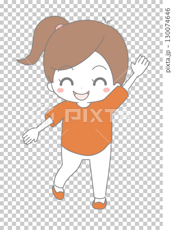 笑顔で喜ぶ子供のかわいいキャラクターイラストのイラスト素材