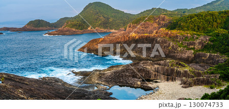 サンポウの朝景色　パノラマ　【宮崎県日向市】 130074733