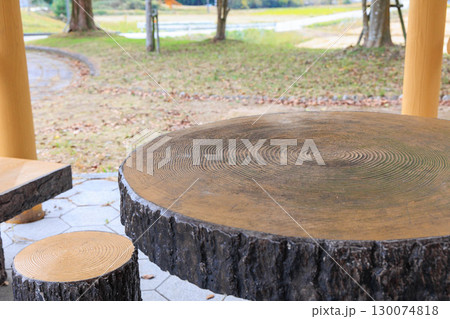 公園でみかける屋根付きの休憩所あずまや(メタセコイア紅葉) 公園でみかける屋根付きの休憩所あずまや(メタセコイア紅葉) 130074818
