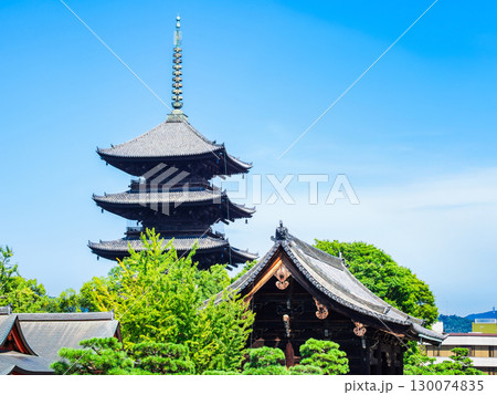 夏の京都 東寺 五重塔と南大門 夏の京都 東寺 五重塔と南大門 130074835