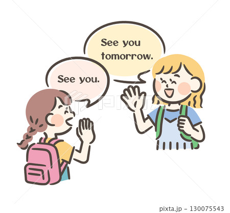 英語で挨拶する子供 英語で挨拶する子供 130075543