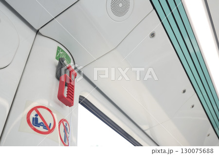 Safety pull handle in public transportation vehicle Safety pull handle in public transportation vehicle 130075688