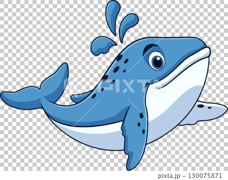Whale cartoon splashing water Whale cartoon splashing water 130075871