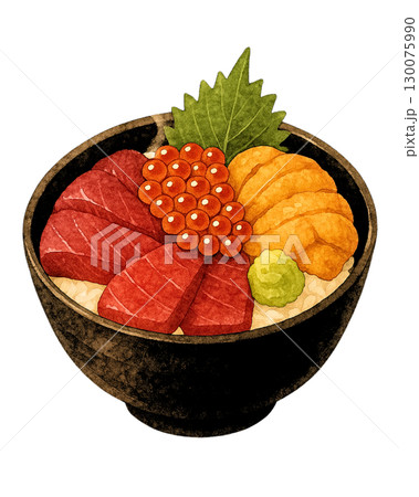 海鮮丼 ウニ イクラ マグロ 大葉添え 130075990