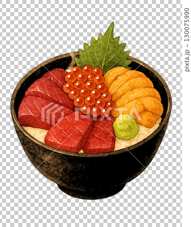 海鮮丼 ウニ イクラ マグロ 大葉添え 130075990