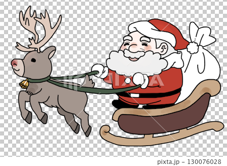 サンタクロースとトナカイのイラスト 130076028