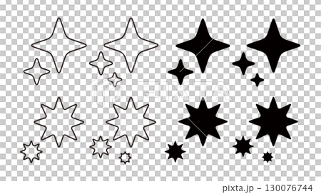 Illustration material: Sparkling and jagged circular illustration set 130076744
