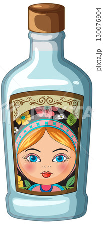 Russian Folk Art Vodka Bottle Vector Illustration Russian Folk Art Vodka Bottle Vector Illustration 130076904
