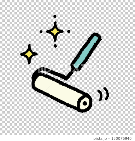 黏性清潔劑、滾筒、清潔工具、插畫、手繪、簡單素材 130076940