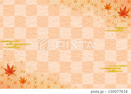 和柄　紅葉　市松模様と麻の葉 130077616