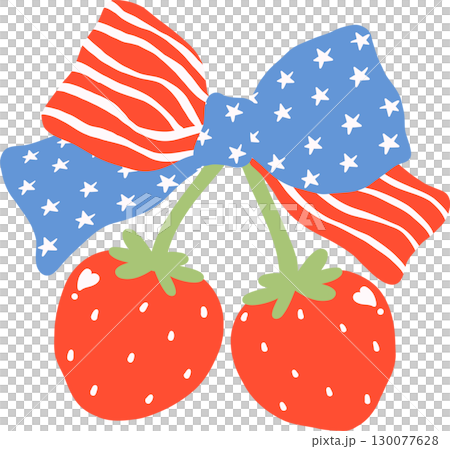 Cute Coquette 4th of July strawberry with America flag bow Cute Coquette 4th of July strawberry with America flag bow 130077628