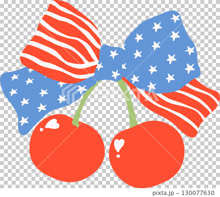Cute Coquette 4th of July cherries with bow 130077630