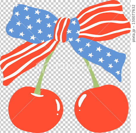 Cute Coquette Patriotic 4th of July cherries with bow Cute Coquette Patriotic 4th of July cherries with bow 130077632