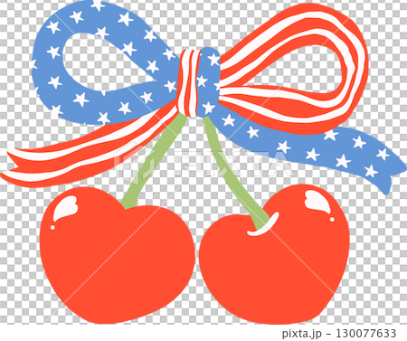 Cute Coquette 4th of July cherries Heart shape with patriotic ribbon bow Cute Coquette 4th of July cherries Heart shape with patriotic ribbon bow 130077633