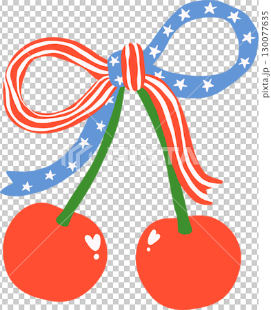 Cute Coquette 4th of July cherries with Patriotic ribbon bow 130077635