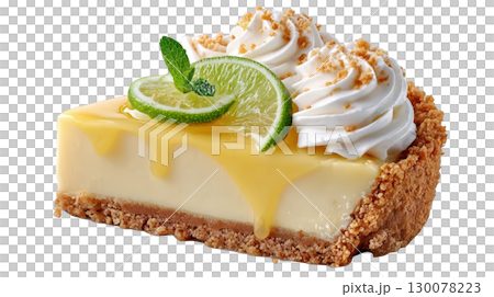 Delicious Key Lime Pie Slice with Smooth Filling, Graham Cracker Crust, and Whipped Cream Topping Delicious Key Lime Pie Slice with Smooth Filling, Graham Cracker Crust, and Whipped Cream Topping 130078223