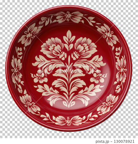 Elegant Red Bowl with Intricate Floral Design, Perfect for Table Decor and Serving Dishes 130078921
