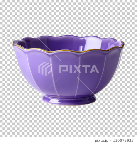 Elegant Purple Bowl with Gold Trim for Serving and Decoration in Modern Home and Stylish Dining Table Setup 130078933