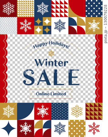 Advertisement template / Snowflake tile pattern frame (multicolor) (portrait) 130079228