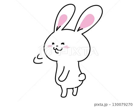 笑顔で振り返り立ち止まるうさぎさん 130079270