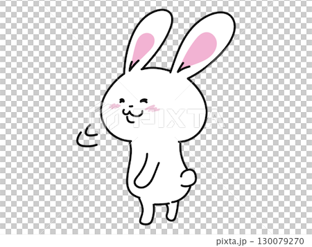 笑顔で振り返り立ち止まるうさぎさん 130079270