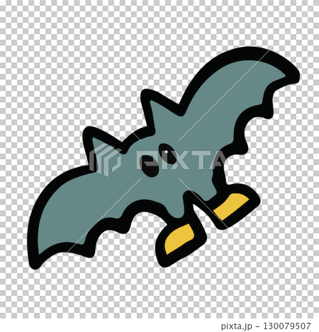 Hand drawn Halloween illustration of bat png for decoration, Halloween costume, cartoon character, comic, mascot, sticker, icon, patch, brooch, print, standee, trick or treat, animal 130079507