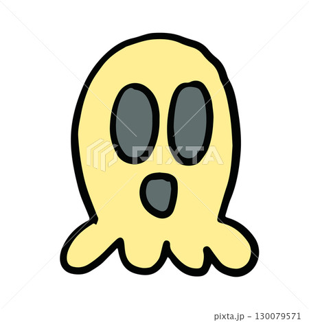 Hand drawn Halloween illustration of head skull png for decoration, Halloween costume, cartoon character, comic, mascot, sticker, icon, patch, brooch, print, standee, trick or treat 130079571