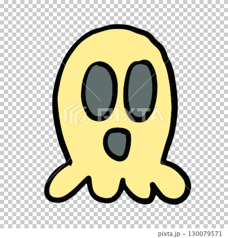 Hand drawn Halloween illustration of head skull png for decoration, Halloween costume, cartoon character, comic, mascot, sticker, icon, patch, brooch, print, standee, trick or treat 130079571