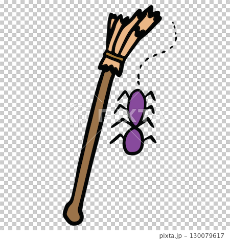 Hand drawn Halloween illustration of witch broom and spider for decoration, Halloween costume, cartoon character, comic, mascot, sticker, icon, patch, brooch, print, standee, trick or treat Hand drawn Halloween illustration of witch broom and spider for decoration, Halloween costume, cartoon character, comic, mascot, sticker, icon, patch, brooch, print, standee, trick or treat 130079617