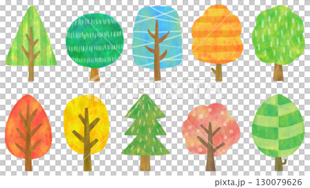 Scandinavian style tree illustration set 130079626