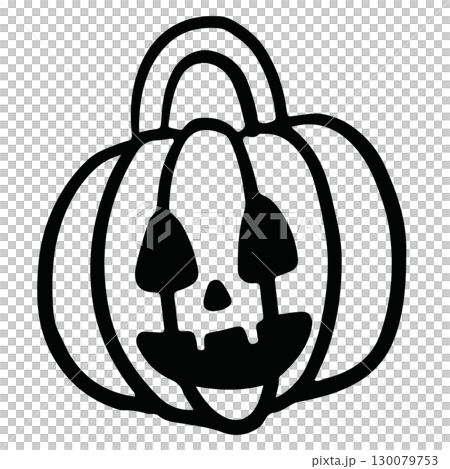 Hand drawn Halloween outline of spooky pumpkin for decoration, Halloween costume, cartoon character, comic, mascot, sticker, icon, patch, brooch, print, standee, trick or treat, kid colouring book Hand drawn Halloween outline of spooky pumpkin for decoration, Halloween costume, cartoon character, comic, mascot, sticker, icon, patch, brooch, print, standee, trick or treat, kid colouring book 130079753