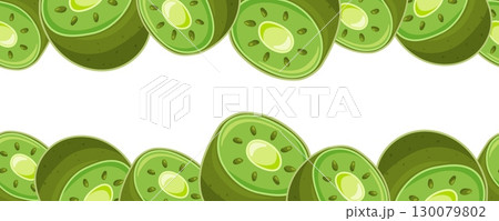 Seamless kiwi border on white background 130079802