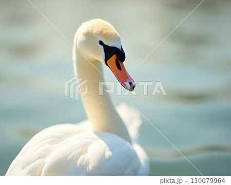 Graceful Close-Up Portrait of a Mute Swan in Natural Light 130079964