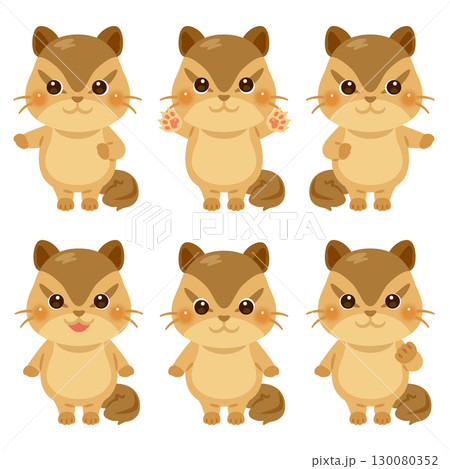 指さしをするリスのキャラクターイラストセット 130080352