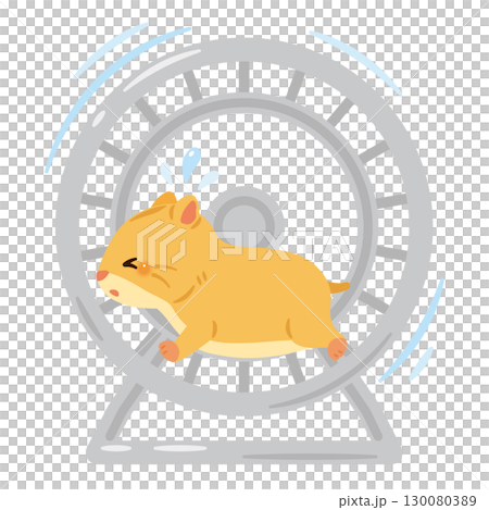 回し車を回すハムスターのイラスト 130080389