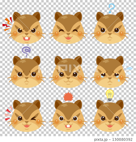 Squirrel illustration set - facial expressions only Squirrel illustration set - facial expressions only 130080392