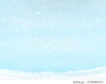 冬の雪景色の水彩背景/Winter Snow Watercolor Background 130080412
