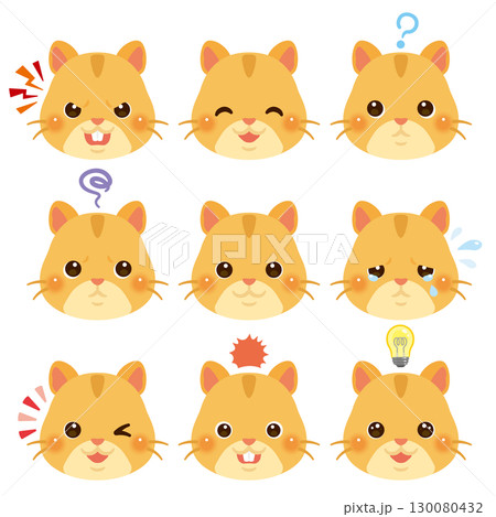 ハムスターのイラストセット　顔表情のみ 130080432