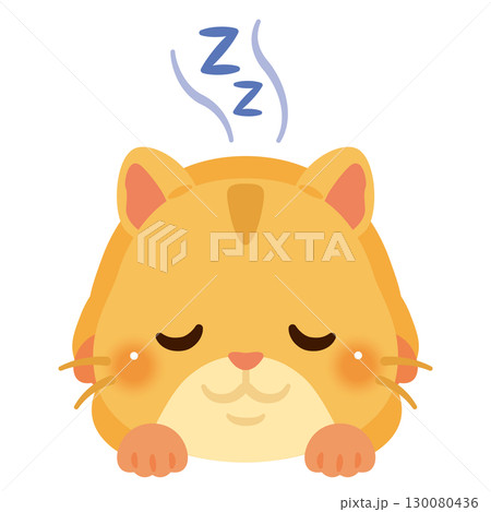 うつ伏せで眠るハムスターのイラスト 130080436