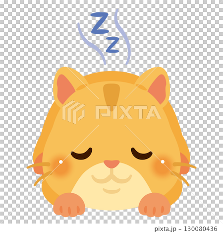 うつ伏せで眠るハムスターのイラスト 130080436