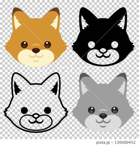 Fox face icon set 130080452