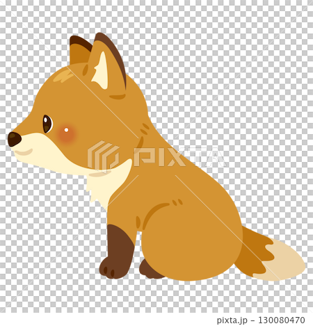 Sideways illustration of a sitting fox Sideways illustration of a sitting fox 130080470