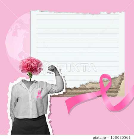 Empowerment and support for breast cancer awareness through symbolic gestures. Vector illustration Empowerment and support for breast cancer awareness through symbolic gestures. Vector illustration 130080561
