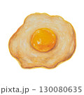 A fried egg. The oil pastel painting of morning fried egg breakfast hand drawn illustration isolated on white background. 130080635