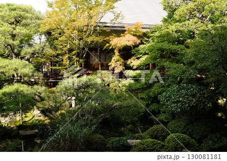 秋の気配が感じられる京都の寺院の境内 秋の気配が感じられる京都の寺院の境内 130081181