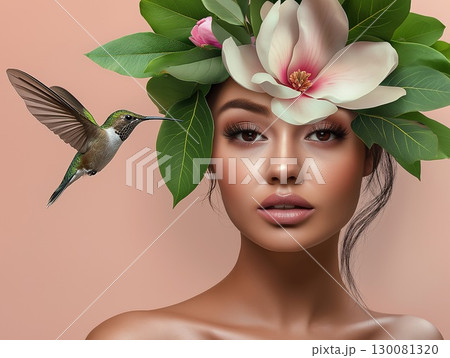 Floral elegance and nature's beauty captured in a stunning fashion moment Floral elegance and nature's beauty captured in a stunning fashion moment 130081320