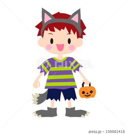 オオカミの仮装をした男の子のイラスト オオカミの仮装をした男の子のイラスト 130081418
