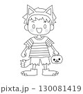 オオカミの仮装をした男の子　線画 130081419