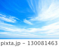 Blue sky filled with fluffy white clouds over a tranquil landscape during midday 130081463